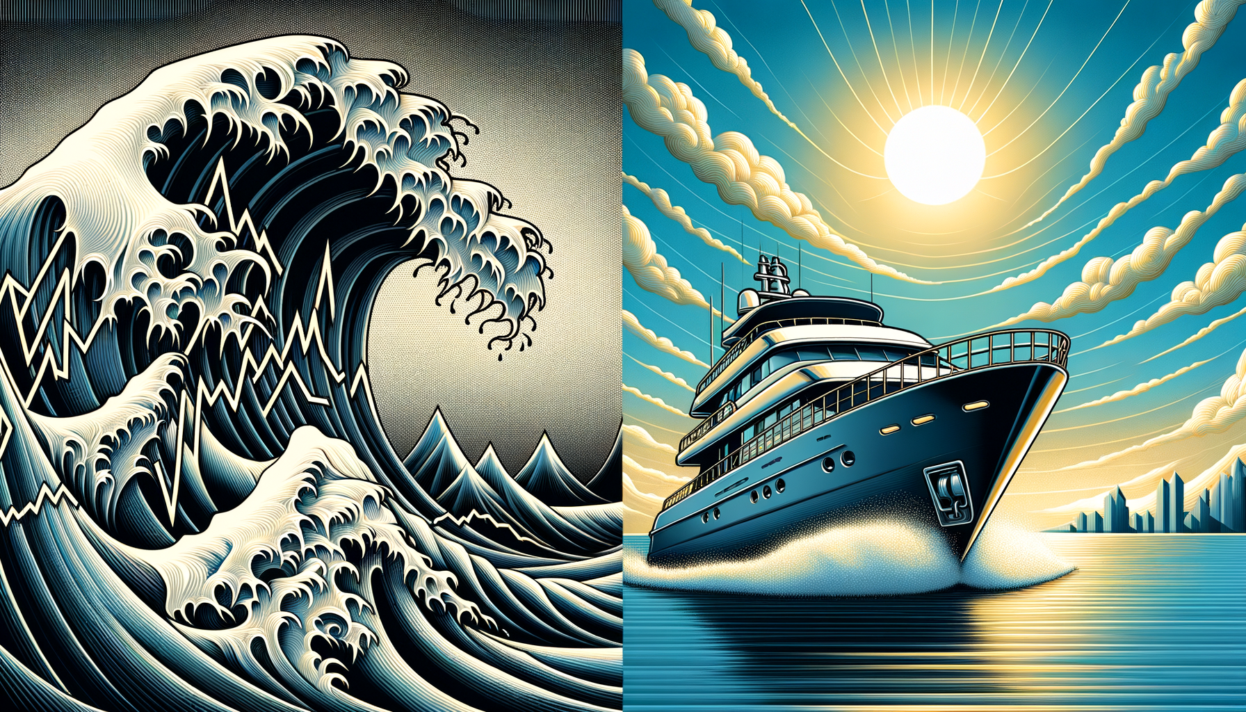 Eye-catching visual of market corrections, market rally, wealth
and  lifestyle vibes