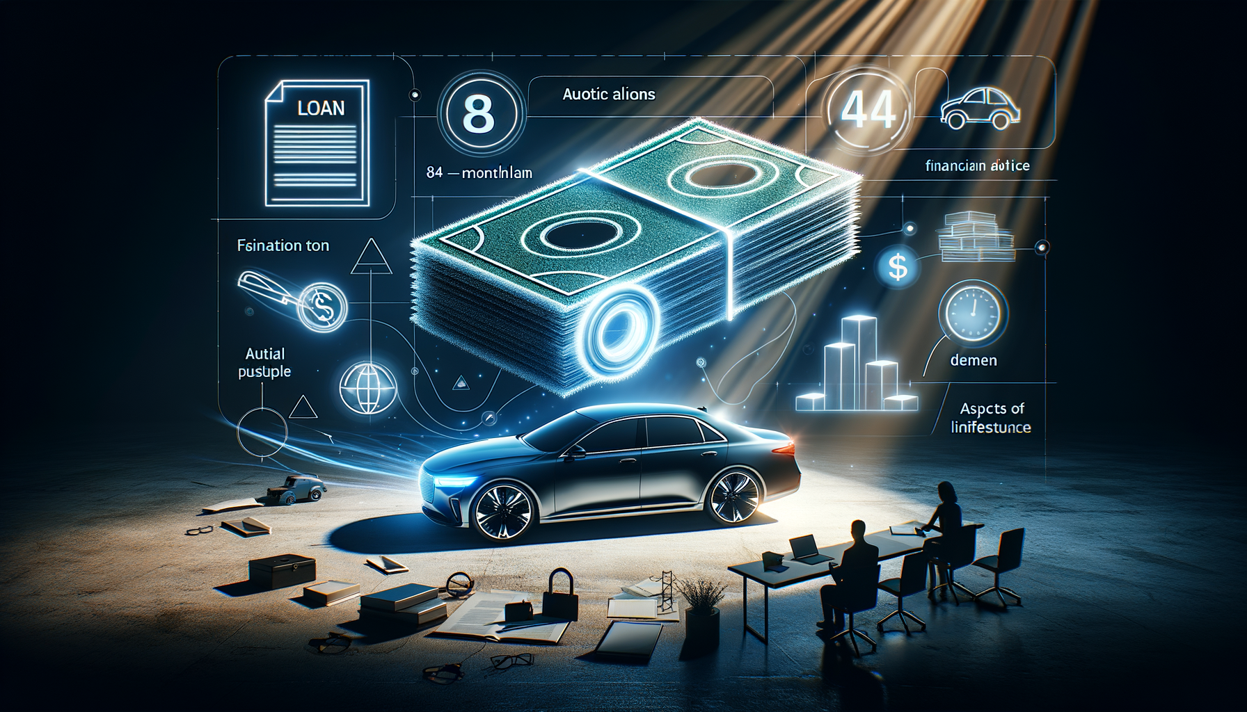 Eye-catching visual of auto loans, 84-month auto loans, financial advice
and  lifestyle vibes