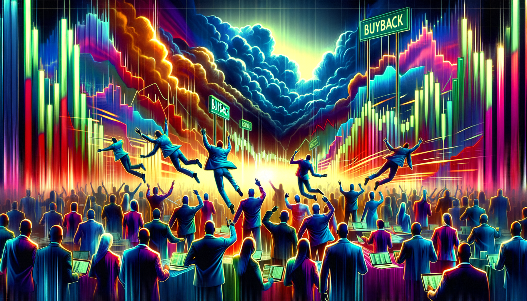 Eye-catching visual of stock market rally, stock buybacks, recession
and  lifestyle vibes