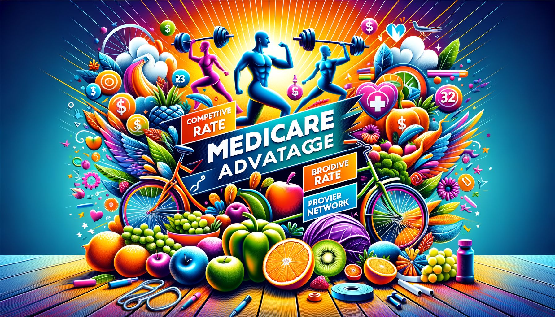 Eye-catching visual of Medicare Advantage, commercial rates, provider network
and  lifestyle vibes