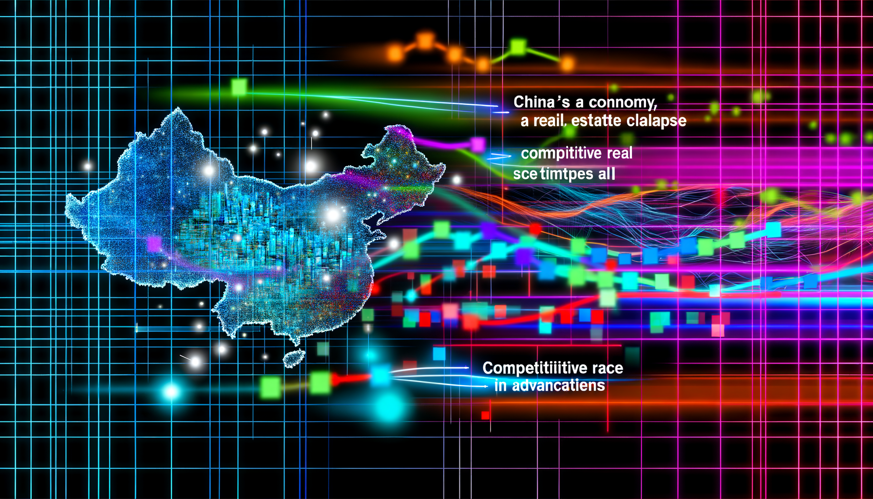 China economy, China real estate, AI race with China
technology and  lifestyle illustration
