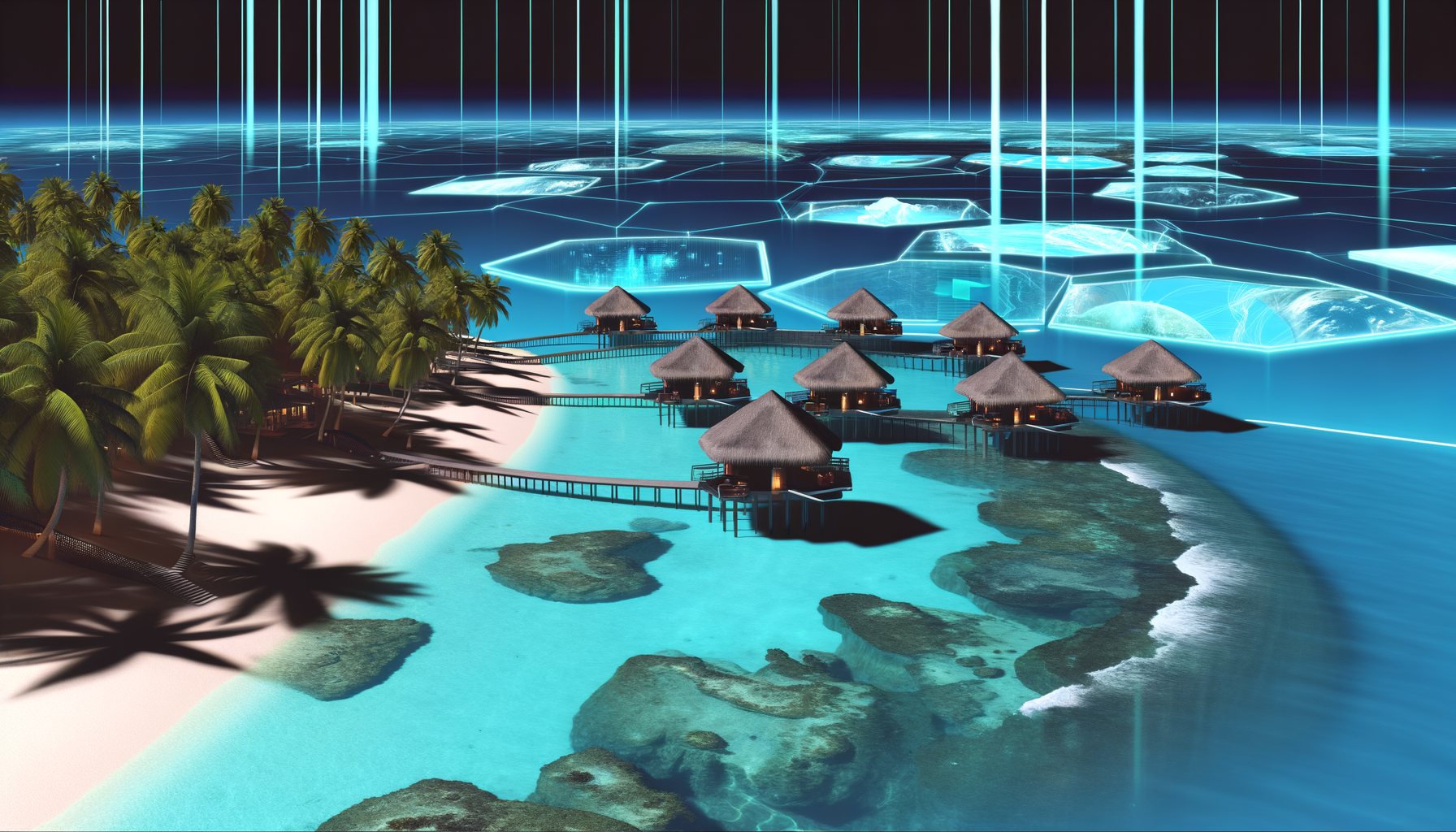 JW Marriott Maldives, Maldives resort, luxury travel
technology and  lifestyle illustration