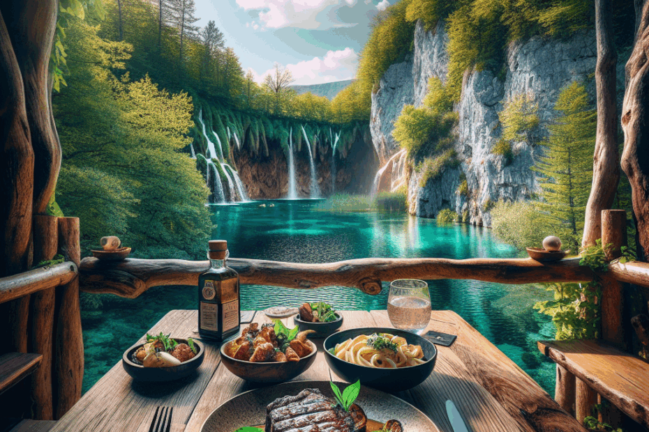 Discover a culinary oasis in Croatia's Plitvice Lakes National Park! Indulge in delicious steak and pasta.
