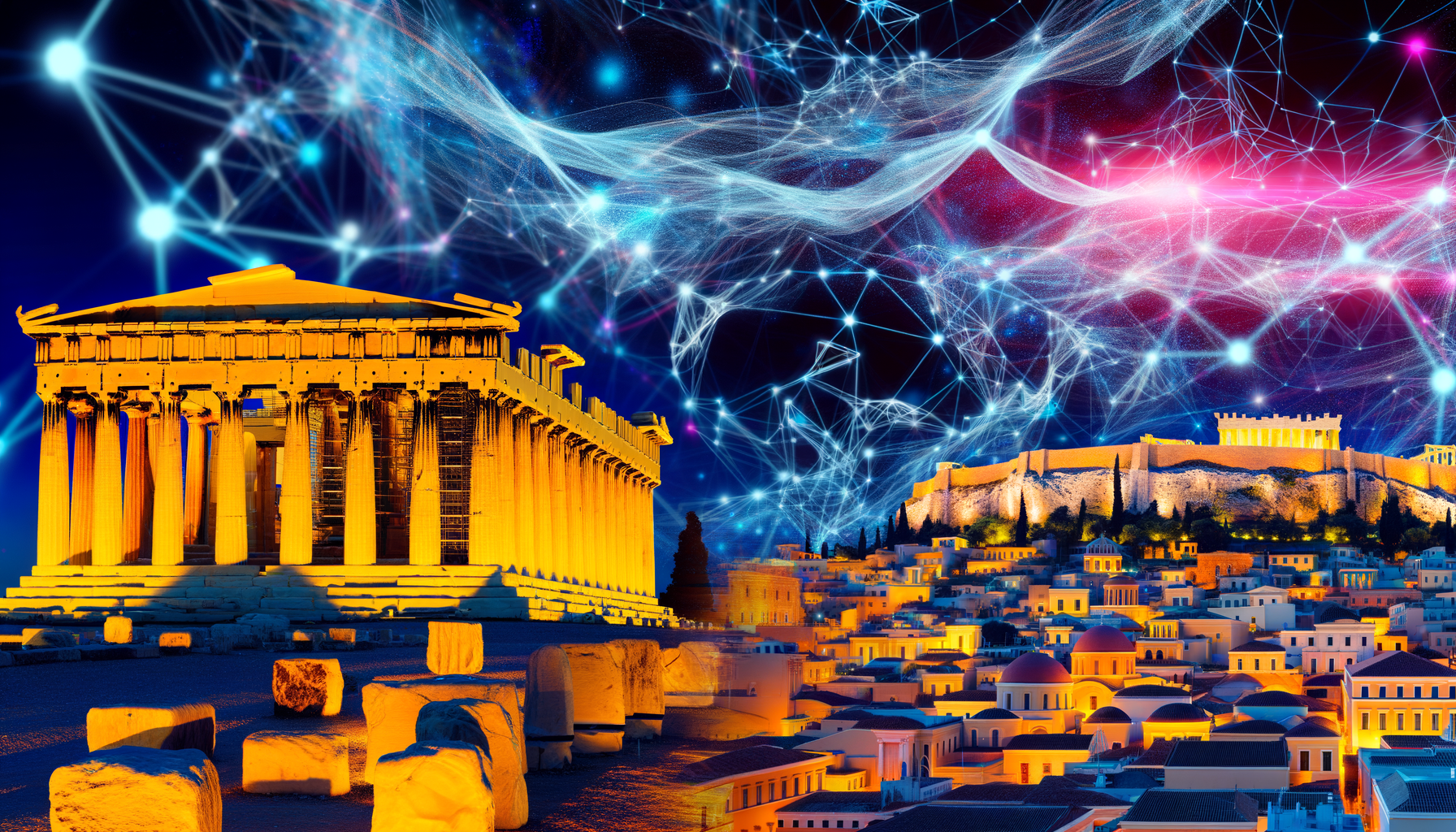 Greece, Athens, luxury travel
technology and  lifestyle illustration
